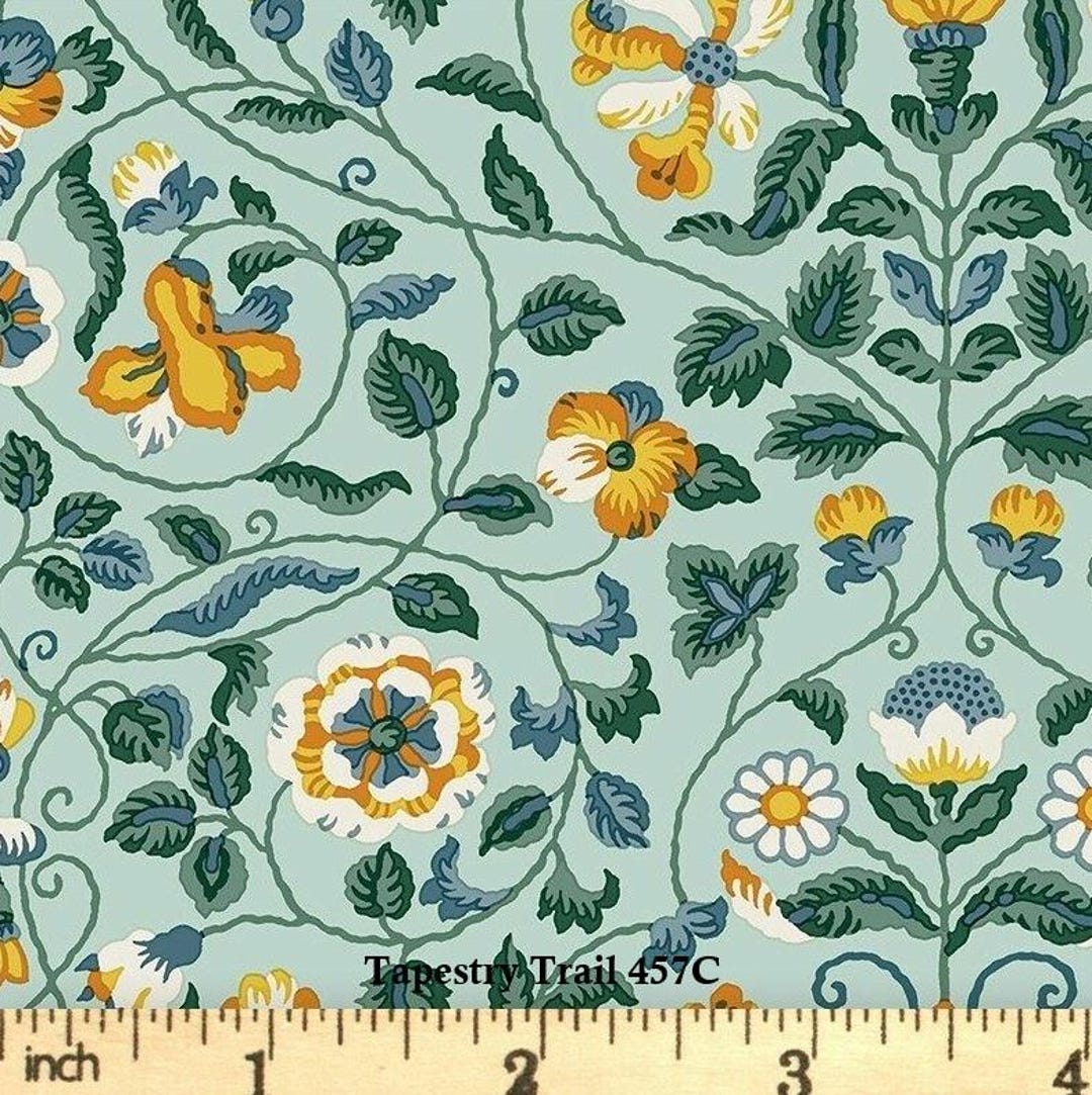 Liberty Fabric, Craft Garden Tapestry Trail 457C. Italian Lasenby