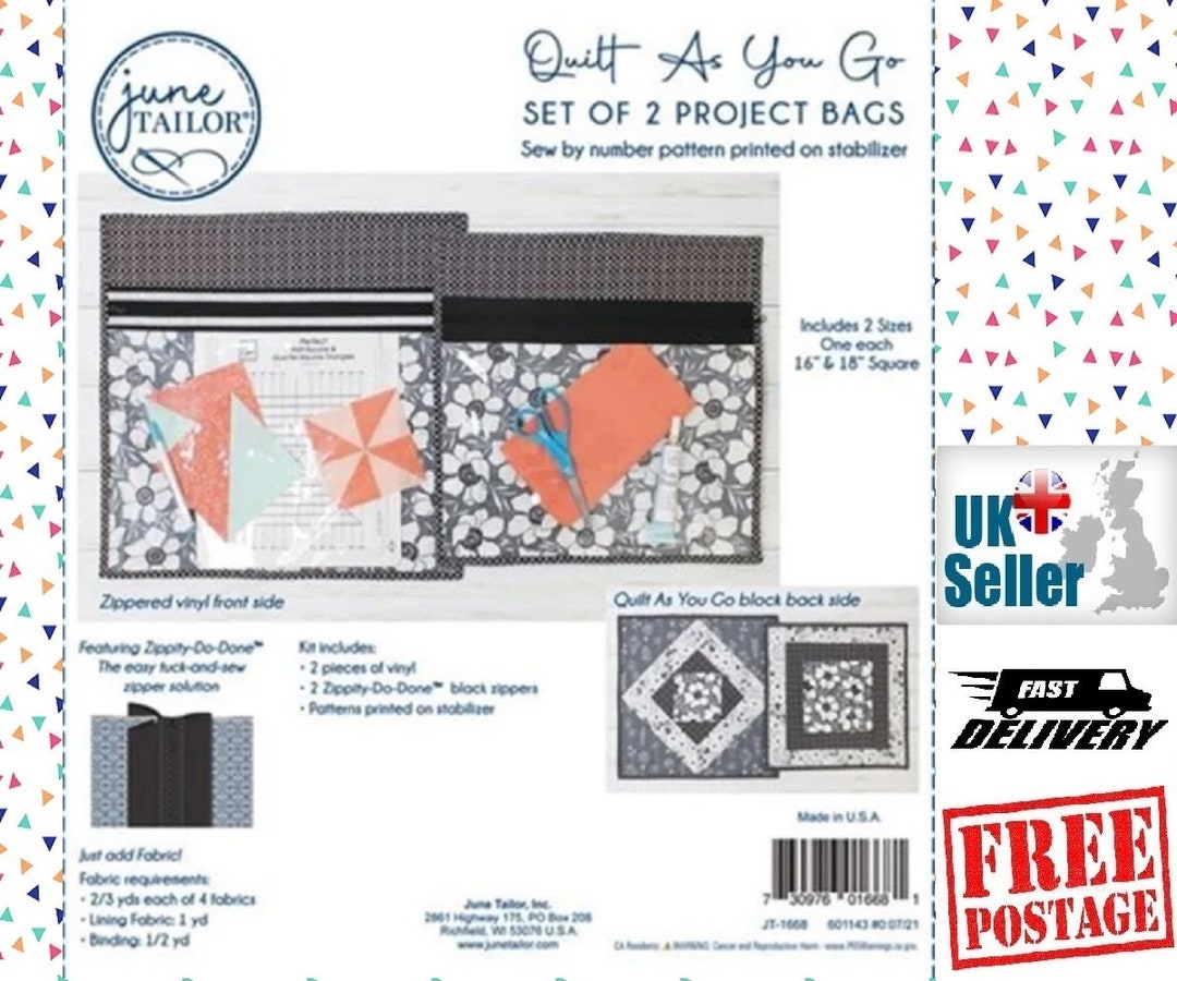 June Tailor Quilt as You Go Project Bag Kit. Make 2 Project Bags 1x16 ...