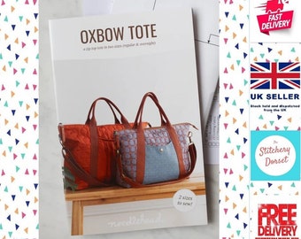 Oxbow Tote Sewing Pattern by Noodlehead. Anna Graham. AG553. Zippered tote bag in two sizes. Bag Making Sewing Pattern. Make your own bag