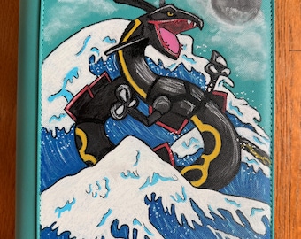 Hand-Painted Shiny Rayquaza Pokémon Top Loader Binder