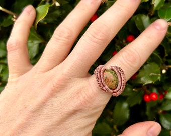 6.5-7 Blood Jasper Wire Wrap Ring