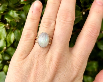6.5 sterling silver moon stone ring