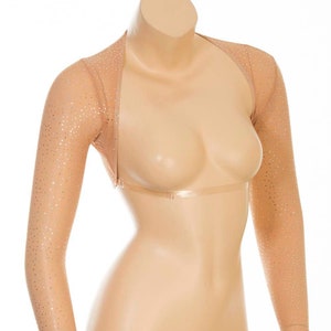 Bolero, 4 way stretch mesh embellished with Gold Sparkles