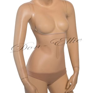 Under Bust Belly Dance Body Stocking, Tan Nude Stretch Mesh with Hold Control