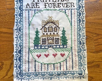 Vintage Finished Cross Stitch Piece “Families Are Forever”