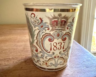 Antique Queen Victoria Diamond Jubilee Enameled Tin Cup