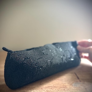 Vintage Black Beaded Clutch
