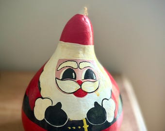 Vintage Hand-Painted Santa Claus gourd folk art holiday decoration whimsy