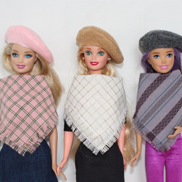 Handmade 1:6 Scale Spring Blanket Scarf and Beret