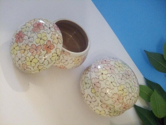 Ceramic Trinket Containers, Handcrafted, Cherry B… - image 2