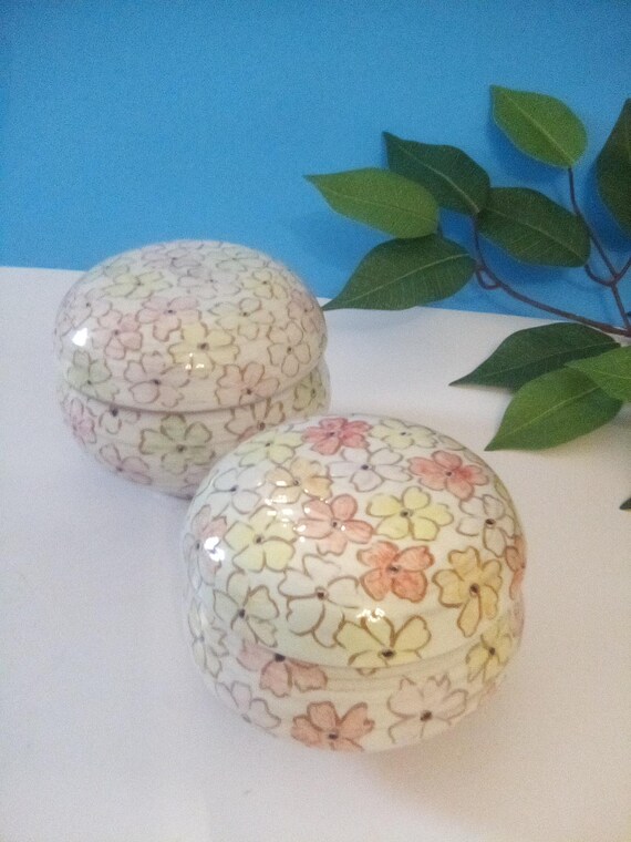 Ceramic Trinket Containers, Handcrafted, Cherry B… - image 4