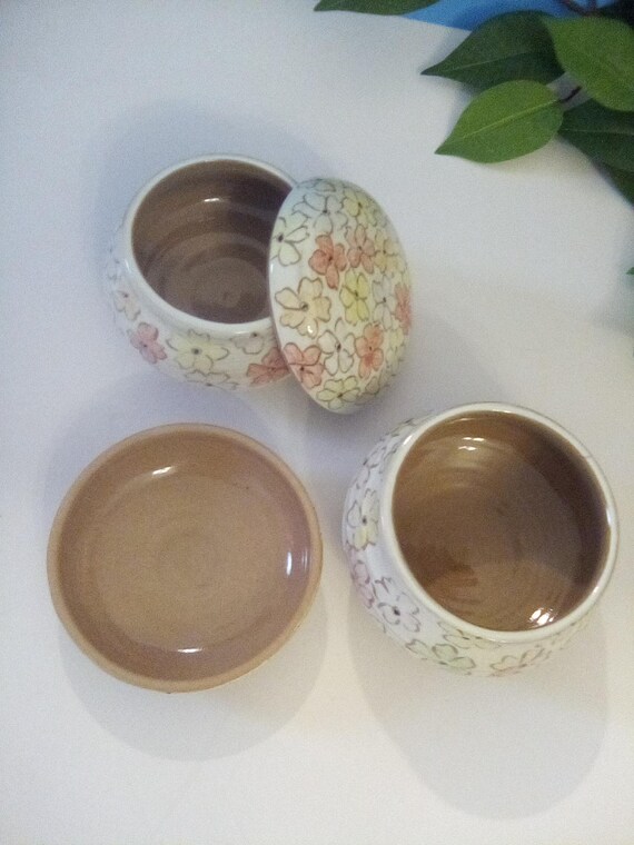 Ceramic Trinket Containers, Handcrafted, Cherry B… - image 3