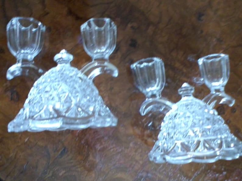 Imperial Glass Clear Glass Candle Holders 4-12 by 4-12 Bell Shaped Doubles