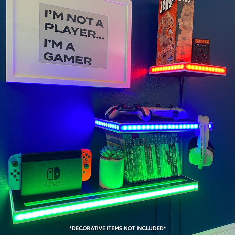 Floating Shelf, LED Floating Shelves, Display Shelves, Game Room Decor