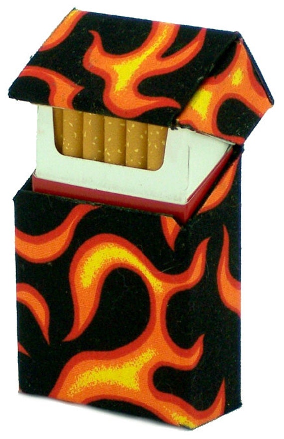 Cigarette Case-flames Fabric Smoking Jacket-corrugated Board With Fabic  Covering- 2 Sizes-kings/regular and 100's