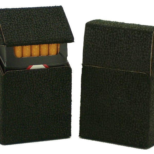 Cigarette Case Smoking Jacket-Eco-Friendly Corrugated Board with Black Faux Leather or Brown - 2 Sizes-#Kings/Regular and 100's