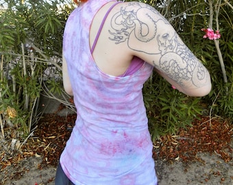 O11 - Adult Large - L - tie-dye tank top - Pastel purple and pink tank tumblr trippy psychedelic pink purple comfy