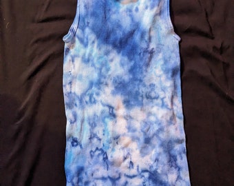 R16 - Adult Extra large - XL - Tie Dye Tank top shades of blue perfect for summer festivals raves boho bohemian party urban