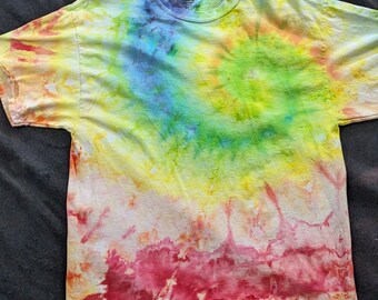 R13 - L - Adult Large - Citrus sherbet swirl tie-dye t-shirt pink orange green red rave EDC trippy psychedelic alternative boho retro