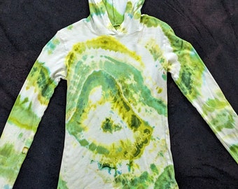 R14 - Adult Medium - M - tie-dye hood top - Avocado lover - American Apparel green trippy psychedelic pastel goth grunge sexy comfy