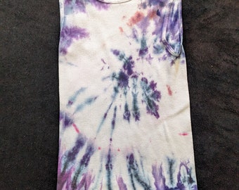 R02 - Adult Extra Large - XL - tie-dye tank top - Pastel purple and black tank tumblr trippy psychedelic pink purple blue comfy