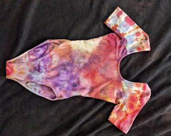 R10 - Adult Small - S - Tie-dye t-bodysuit - red and purple tie-dye hippie psychedelic tie-dye onesie pastel goth grunge boho bohemian