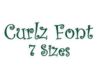 Curlz Font alphabet Embroidery Machine. 7 Sizes.