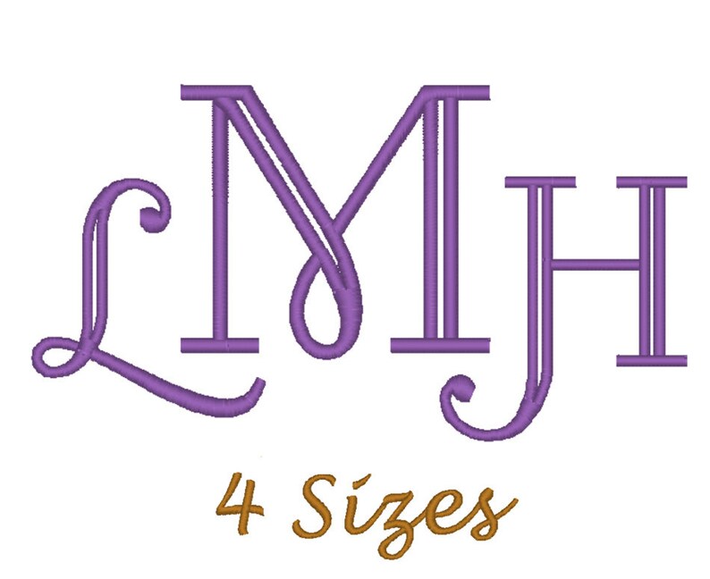 Monogram Font Embroidery Design. 4 Sizes Etsy