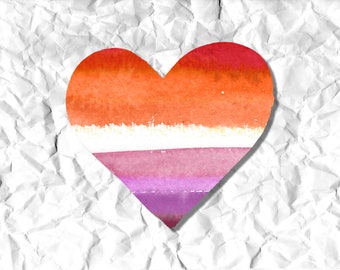 Lesbian Watercolor Heart // Rainbow Pride Sticker // Laptop Stickers // Waterbottle Stickers // Stickers // LGBTQ Stickers
