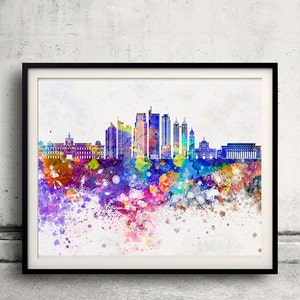 Manila skyline in watercolor background - Poster Digital Wall art Illustration Print Art Decorative - SKU 2167