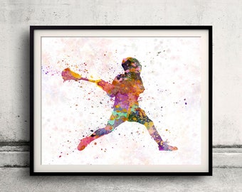 Lacrosse Man Player 02 - poster watercolor wall art splatter sport illustration print Glicée artistic - SKU 2625