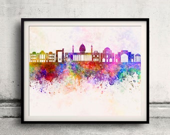 Shiraz skyline in watercolor background 8x10 in. to 12x16 in. Poster Digital Wall art Illustration Print Art Decorative - SKU2891