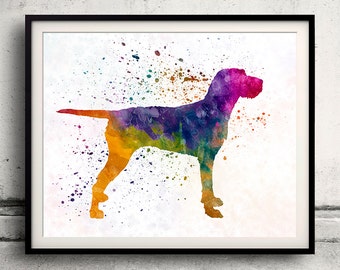 Hungarian Wirehaired Vizsla 01 in watercolor - Fine Art Print Poster Decor Home Watercolor Illustration Dog - SKU 2141