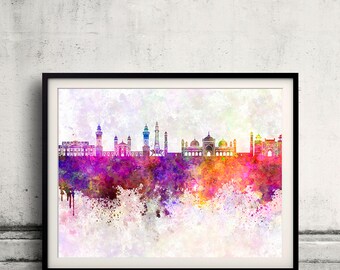 Horizonte de Lahore en fondo de acuarela - Póster Digital Wall art Ilustración Print Art Decorative - SKU 1908