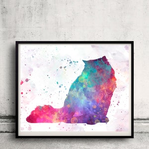 Persian  in watercolor - Fine Art Print Poster Decor Home Watercolor Illustration Dog - SKU 2937