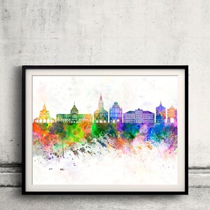 Szczecin skyline in watercolor background - Fine Art Print Glicee Poster Gift Illustration Colorful - SKU 2785