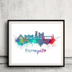 Harrogate Skyline In Watercolor Over White Background With Name Of City harrogate-skyline-in-watercolor-over-white-background-with-name-of-city