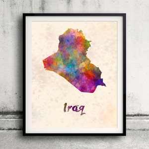 Iraq - Map in watercolor - Fine Art Print Glicee Poster Decor Home Gift Illustration Wall Art Countries Colorful - SKU 1798