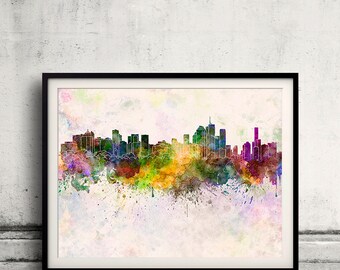 Brisbane skyline in watercolor background 8x10 in to 12x16 Poster Digital Wall art Illustration Print Art Decorative  - SKU 0096