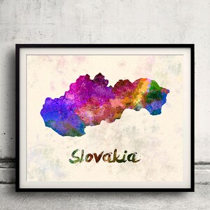 Slovakia - Map in watercolor - Fine Art Print Glicee Poster Decor Home Gift Illustration Wall Art Countries Colorful - SKU 1707