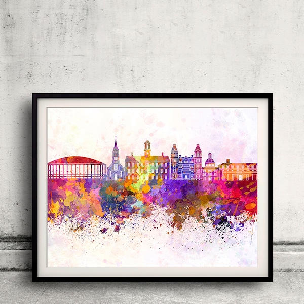 Athens OH skyline in watercolor background 8x10 in. to 12x16 in. Poster Digital Wall art Illustration Print Art Decorative - SKU 0734