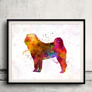 Shar Pei in watercolor 8x10 in. to 12x16 in. Fine Art Print Glicee Poster Decor Home Watercolor Illustration - SKU 1226