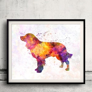 American Water Spaniel 01 in watercolor - Fine Art Print Poster Decor Home Watercolor Illustration Dog - SKU 1434