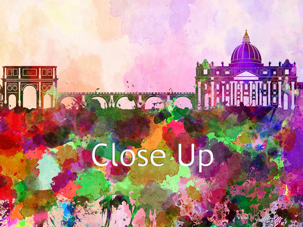 Rome Watercolour Skyline City Framed Print SIZE - B&Q - View #10