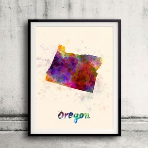 Oregon US State in watercolor background 8x10 in. to 12x16 in. Poster Digital Wall art Illustration Print Art Decorative  - SKU 0424
