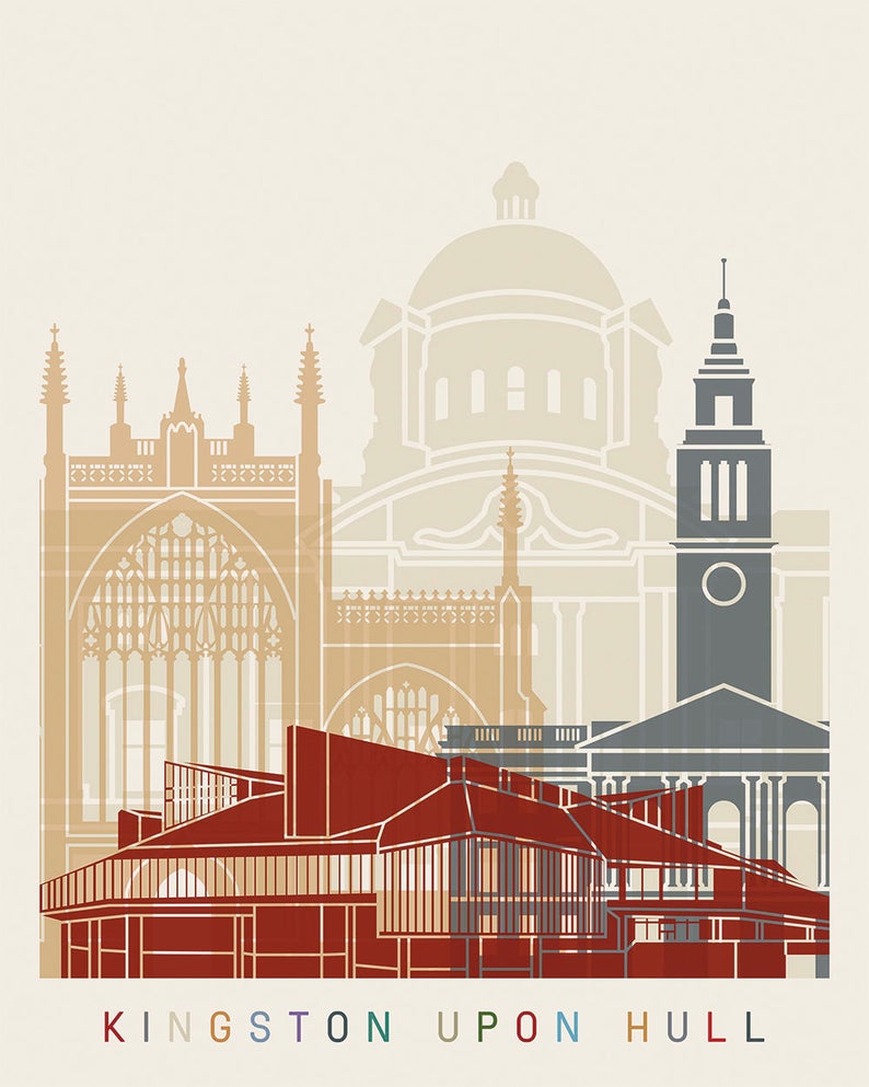 Kingston Upon Hull Skyline Poster Fine Art Print Landmarks Etsy