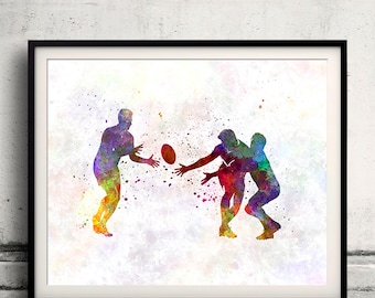 Rugby men players 07 - poster watercolor wall art gift splatter sport soccer illustration print artistic - SKU 1504