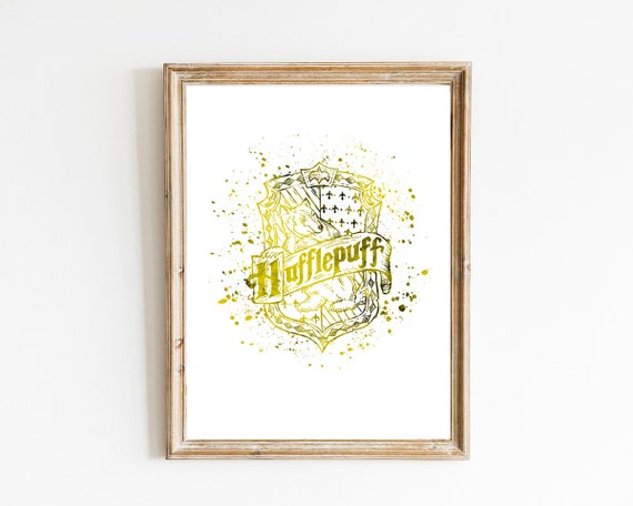 Harry Potter Hufflepuff House Silhouette Poster Watercolor Wall Art  Splatter Sport Illustration Print Glicée Artistic SKU 2763 