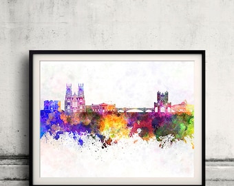 York skyline in watercolor background 8x10 in to 12x16 Poster Digital Wall art Illustration Print Art Decorative  - SKU 0183