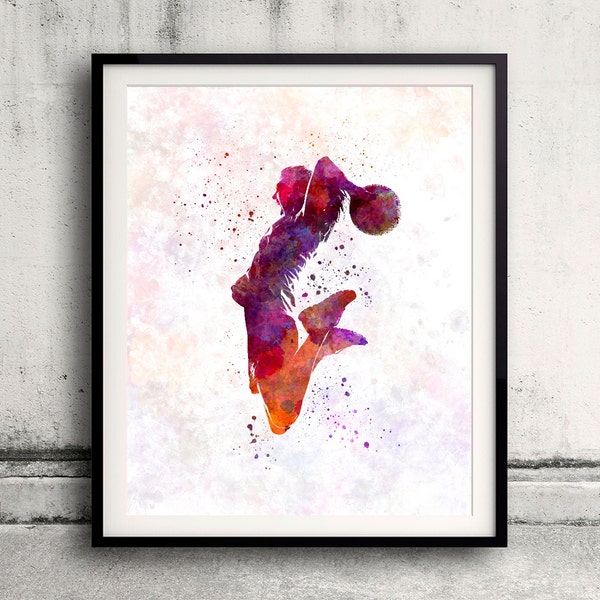 Jeune joueuse de basket-ball 01 - 8x10 in. à 12x16 in. Affiche Digital Wall art Illustration Print Art Decorative - SKU 1584